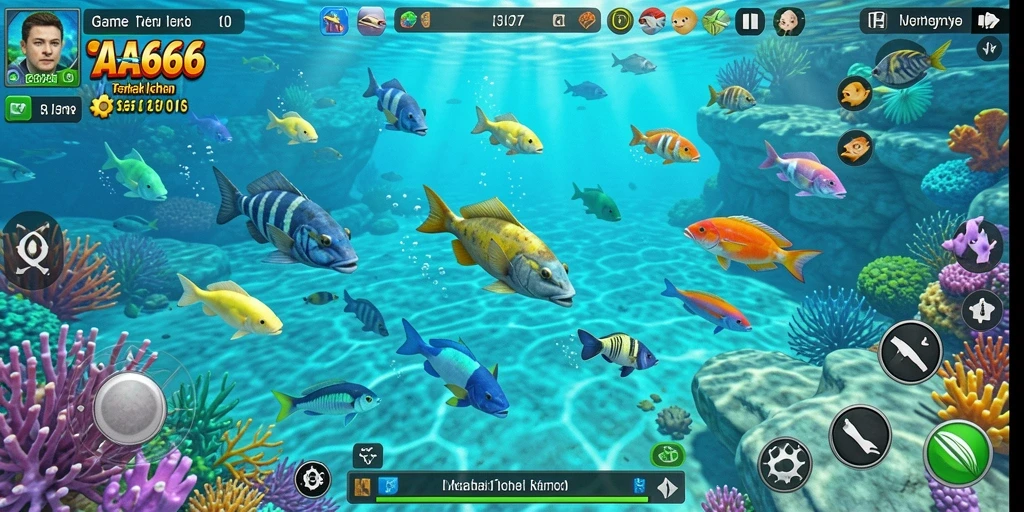 Gameplay seru Tembak Ikan AA666 yang penuh warna.