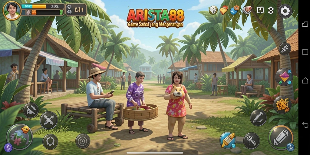Tangkapan layar gameplay ARISTA88 yang penuh warna dan menyenangkan.
