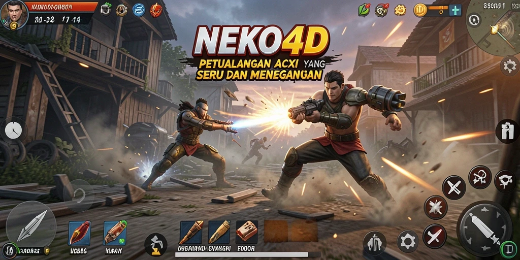 Tampilan gameplay seru dan penuh aksi dari NEKO4D.