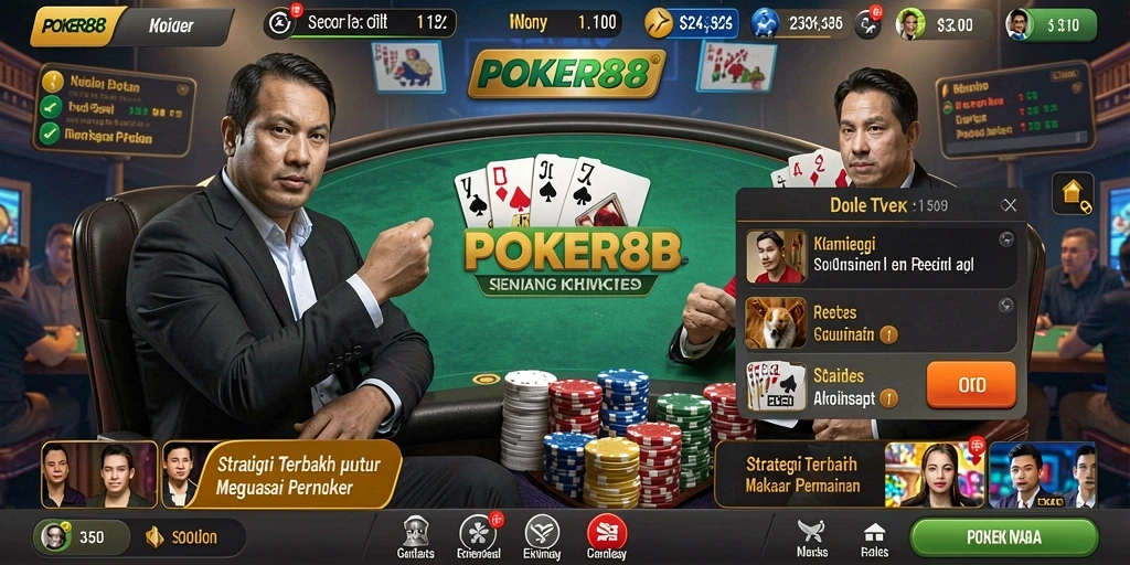 Tampilan gameplay POKER88 yang mendebarkan dan penuh strategi.