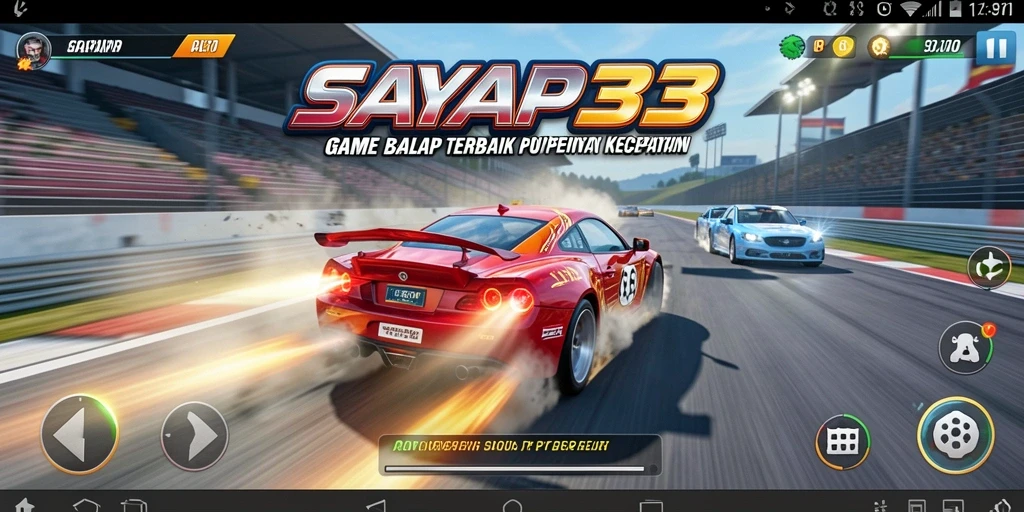 Screenshot permainan SAYAP33 yang menampilkan balapan mendebarkan.