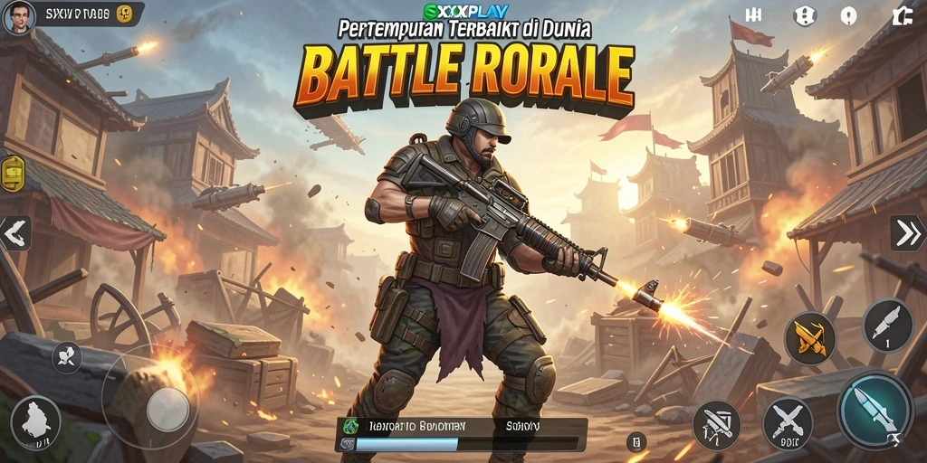 Tampilan gameplay SXXPLAY yang mendebarkan dalam pertarungan Battle Royale.